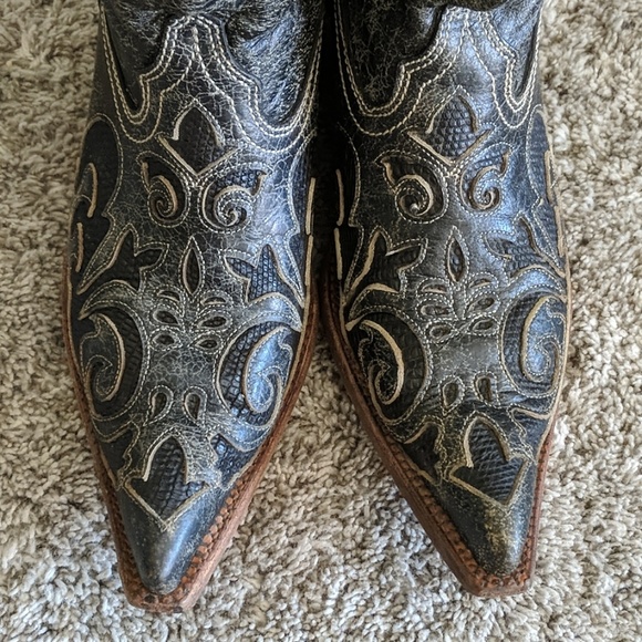 Leather & lizard CORRAL black Cowgirl boots sz 9.5 - Picture 2 of 8